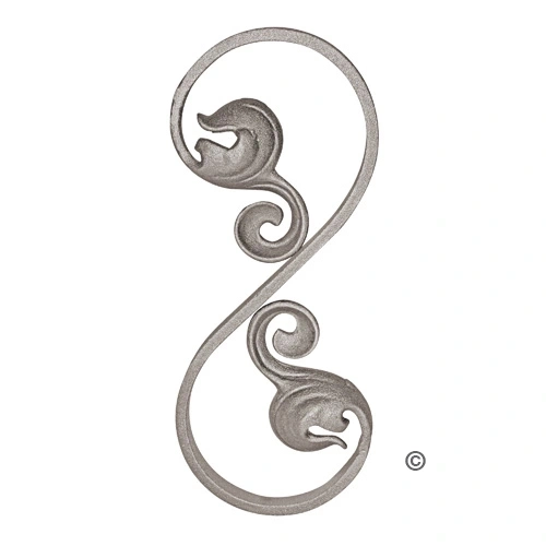 Steel Sign Scroll Forged Steel S Scroll with Leaves. 3-7/8