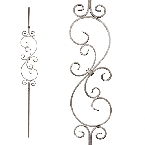 1/2" Forged Steel Baluster S Scroll Center with Double Curl Ends, 45 1/ ...